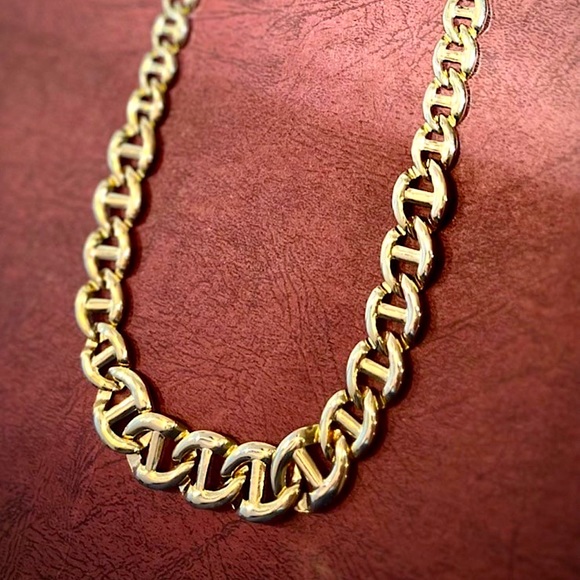 Vintage Mariner Link Chain Necklace. Chunky Statement Necklace Graduated links - Picture 3 of 15